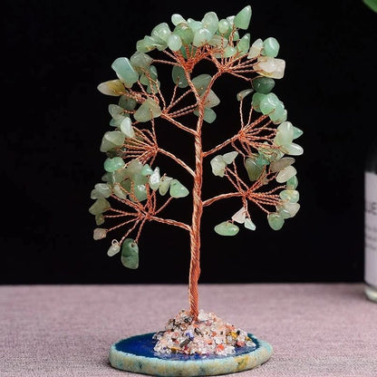 Crystal Money Tree with Agate Base for Home and Office Decoration