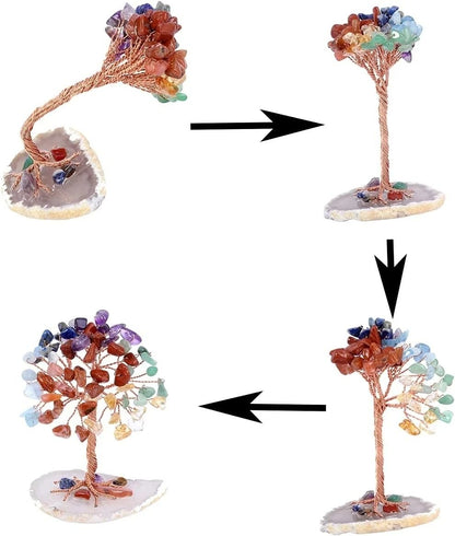 Crystal Money Tree with Agate Base for Home and Office Decoration