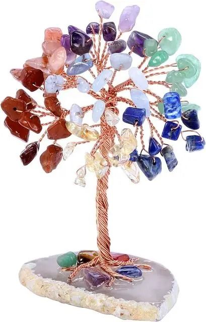 Crystal Money Tree with Agate Base for Home and Office Decoration