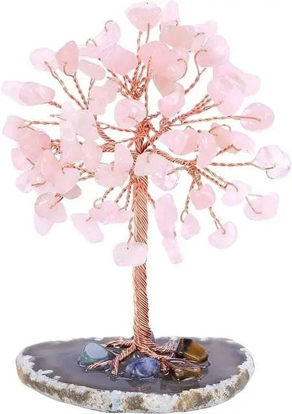 Crystal Money Tree with Agate Base for Home and Office Decoration