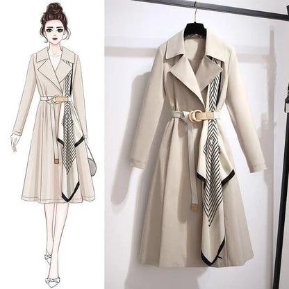 Elegant Women's Long Coat, Loose Fit, Fashionable Outerwear for Spring and Autumn, Trendy and Slimming Large Size Jacket