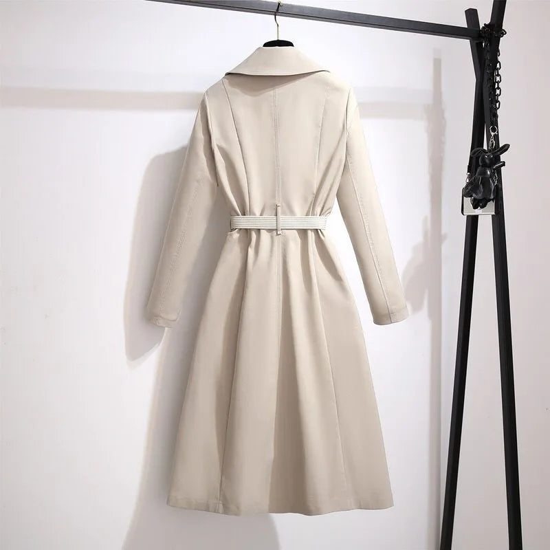Elegant Women's Long Coat, Loose Fit, Fashionable Outerwear for Spring and Autumn, Trendy and Slimming Large Size Jacket