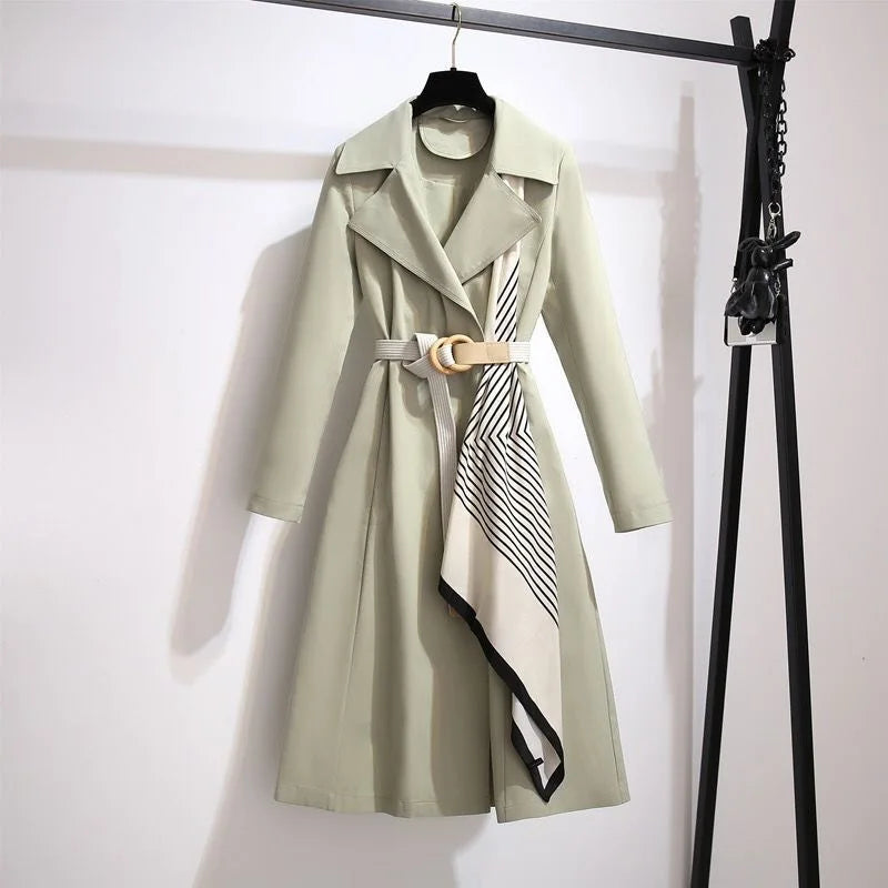 Elegant Women's Long Coat, Loose Fit, Fashionable Outerwear for Spring and Autumn, Trendy and Slimming Large Size Jacket