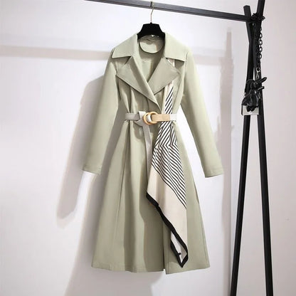 Elegant Women's Long Coat, Loose Fit, Fashionable Outerwear for Spring and Autumn, Trendy and Slimming Large Size Jacket