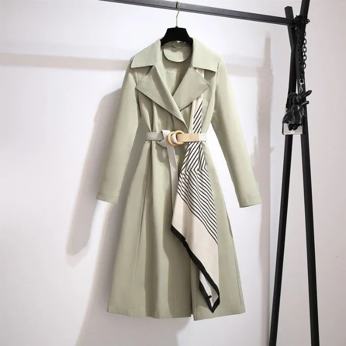 Elegant Women's Long Coat, Loose Fit, Fashionable Outerwear for Spring and Autumn, Trendy and Slimming Large Size Jacket