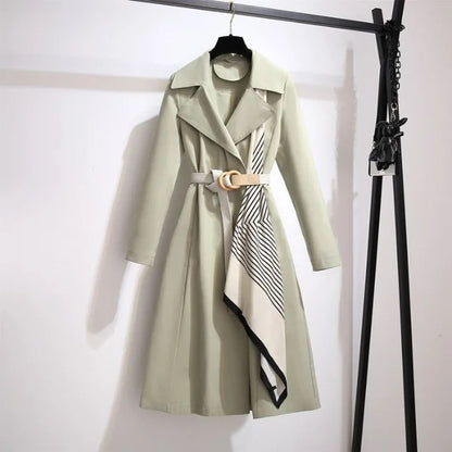 Elegant Women's Long Coat, Loose Fit, Fashionable Outerwear for Spring and Autumn, Trendy and Slimming Large Size Jacket