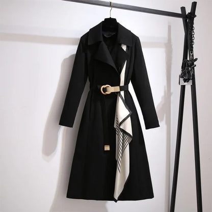 Elegant Women's Long Coat, Loose Fit, Fashionable Outerwear for Spring and Autumn, Trendy and Slimming Large Size Jacket
