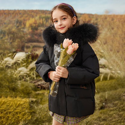 RAISE Girls Winter Jacket, Waterproof Duck Down Coat, Thick Warm Faux Fur Hooded Jacket for Kids 5-12 Years