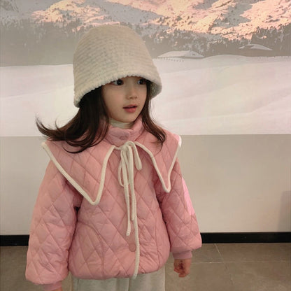 Winter Kids Jacket, Warm Cotton Coat with Turndown Collar, Thick Outerwear for Baby Girls and Children