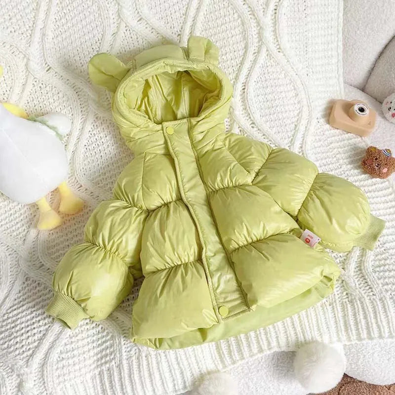 Winter Coat for Girls, Windproof Kids Down Jacket, Warm Hooded Outerwear with Long Sleeves, Outdoor Children Coats