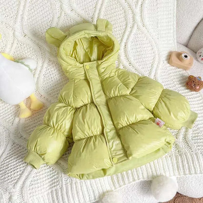Winter Coat for Girls, Windproof Kids Down Jacket, Warm Hooded Outerwear with Long Sleeves, Outdoor Children Coats