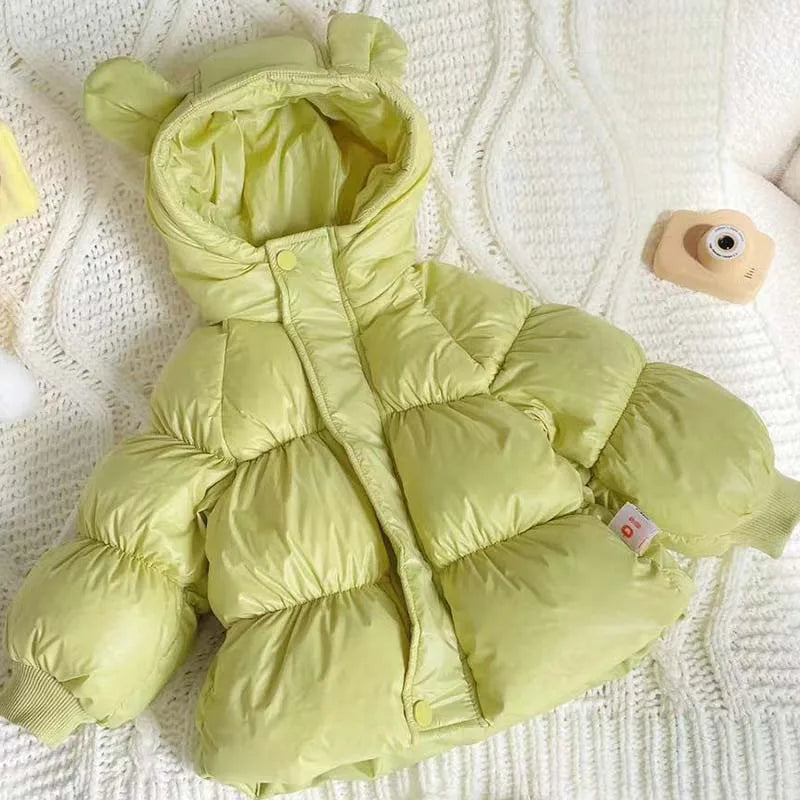 Winter Coat for Girls, Windproof Kids Down Jacket, Warm Hooded Outerwear with Long Sleeves, Outdoor Children Coats
