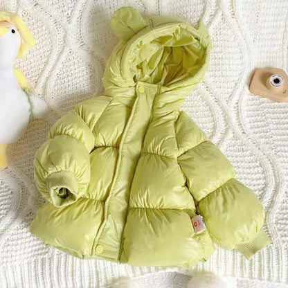 Winter Coat for Girls, Windproof Kids Down Jacket, Warm Hooded Outerwear with Long Sleeves, Outdoor Children Coats