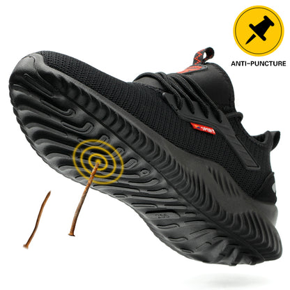 Mens Steel Toe Safety Shoes, Anti-Smash Puncture-Proof Work Sneakers, Lightweight Indestructible Tactical Boots