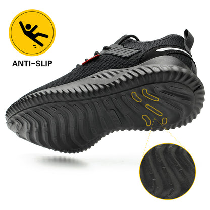Mens Steel Toe Safety Shoes, Anti-Smash Puncture-Proof Work Sneakers, Lightweight Indestructible Tactical Boots