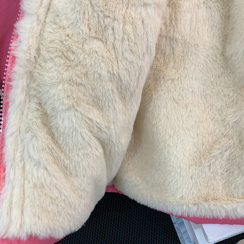 New Winter Girls Down Jacket, Fur Collar Hooded Coat, Warm Princess Outerwear for Christmas, Kids Clothes