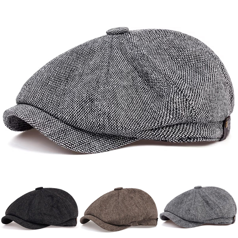Retro Peaky Diamond Check Beret, Men Casual Octagonal Cap, Hip Hop Style Newsboy Hat, Spring Autumn Casual Hat.