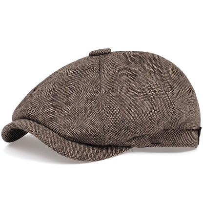 Retro Peaky Diamond Check Beret, Men Casual Octagonal Cap, Hip Hop Style Newsboy Hat, Spring Autumn Casual Hat.