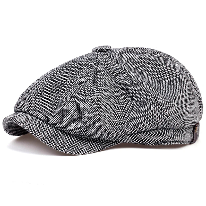 Retro Peaky Diamond Check Beret, Men Casual Octagonal Cap, Hip Hop Style Newsboy Hat, Spring Autumn Casual Hat.