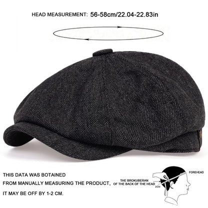 Retro Peaky Diamond Check Beret, Men Casual Octagonal Cap, Hip Hop Style Newsboy Hat, Spring Autumn Casual Hat.