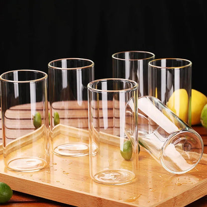 Large Capacity 250ml Glass Tumbler, Straight Glass for Cold Drinks, Coffee, and Milk, Creative Family Cup
