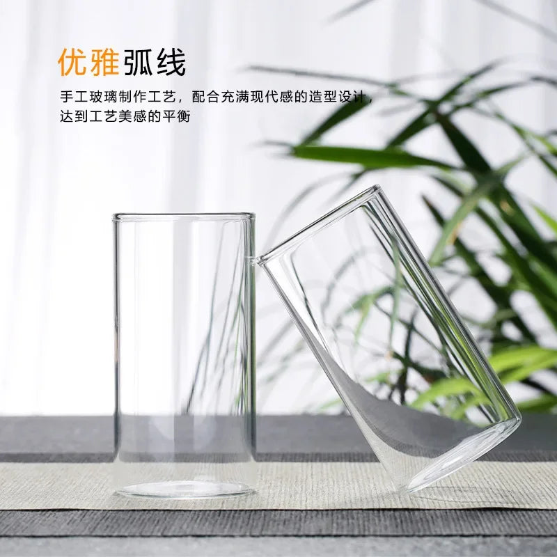 Large Capacity 250ml Glass Tumbler, Straight Glass for Cold Drinks, Coffee, and Milk, Creative Family Cup