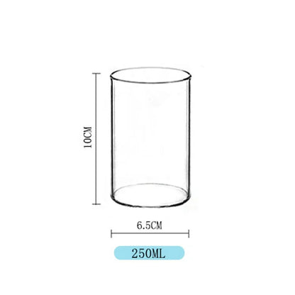 Large Capacity 250ml Glass Tumbler, Straight Glass for Cold Drinks, Coffee, and Milk, Creative Family Cup