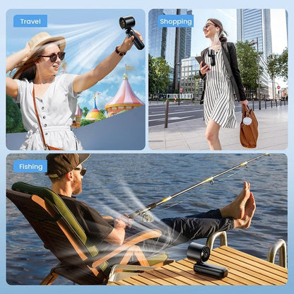 Portable Handheld Turbo Fan 5000mAh Rechargeable Foldable Desk and Neck Fan with 6 Speeds and Digital Display