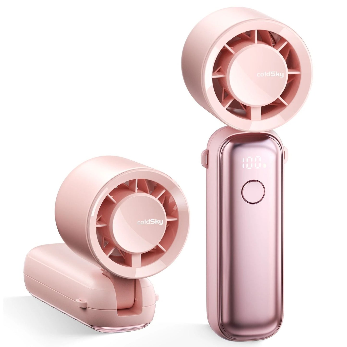 Portable Handheld Turbo Fan 5000mAh Rechargeable Foldable Desk and Neck Fan with 6 Speeds and Digital Display