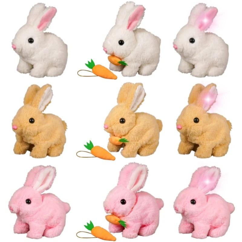 Electric Rabbit Plush Toy with Carrot – Walking, Ear-Wiggling, and Tail-Wagging Interactive Bunny for Kids