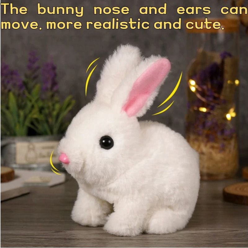 Electric Rabbit Plush Toy with Carrot – Walking, Ear-Wiggling, and Tail-Wagging Interactive Bunny for Kids