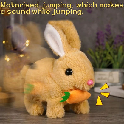 Electric Rabbit Plush Toy with Carrot – Walking, Ear-Wiggling, and Tail-Wagging Interactive Bunny for Kids