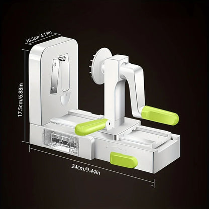 Stainless Steel Potato Noodle Maker and Vegetable Spiralizer with Foldable Design and Rotary Grater Blades