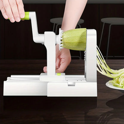 Stainless Steel Potato Noodle Maker and Vegetable Spiralizer with Foldable Design and Rotary Grater Blades