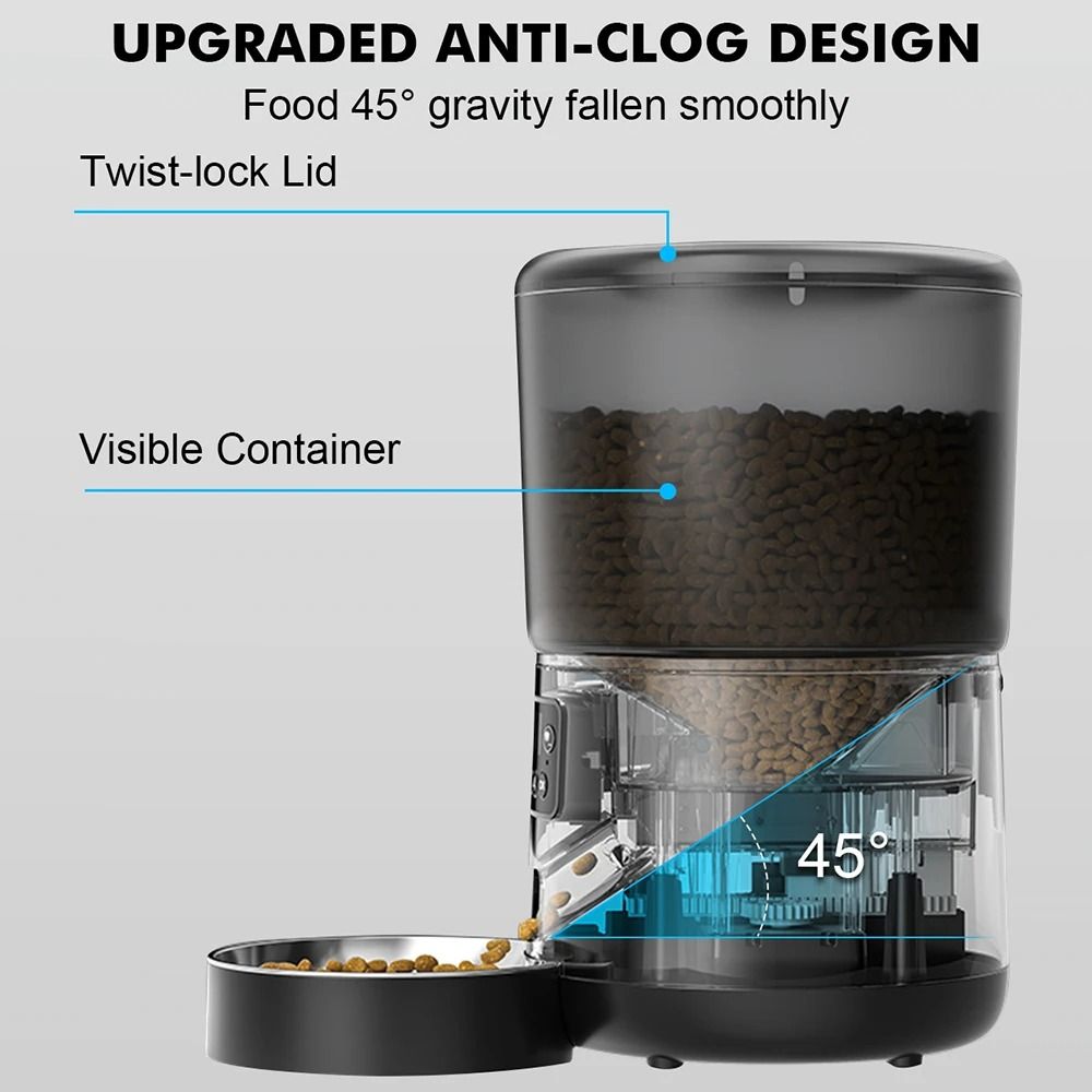 Automatic Smart Pet Feeder 4L with Stainless Steel Bowl and Custom Portion Control