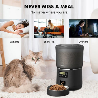 Automatic Smart Pet Feeder 4L with Stainless Steel Bowl and Custom Portion Control