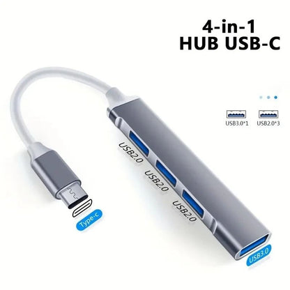 4 Port Type C USB Hub Splitter Adapter for Laptop and Computer