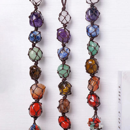Natural Crystal Chakra Pendant for Car and Healing Decor