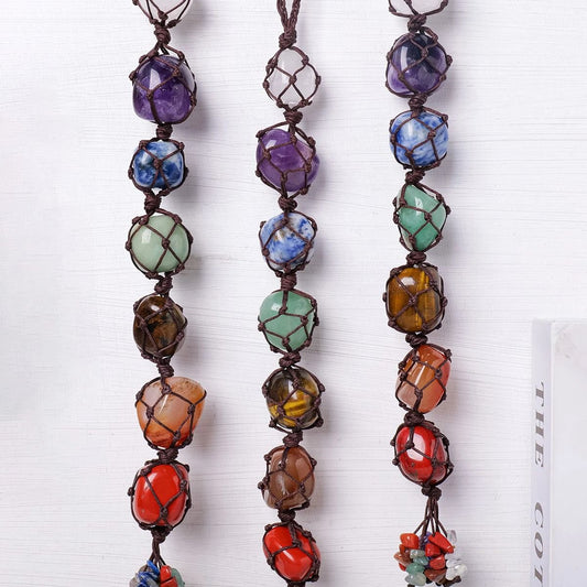 Natural Crystal Chakra Pendant for Car and Healing Decor