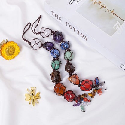Natural Crystal Chakra Pendant for Car and Healing Decor