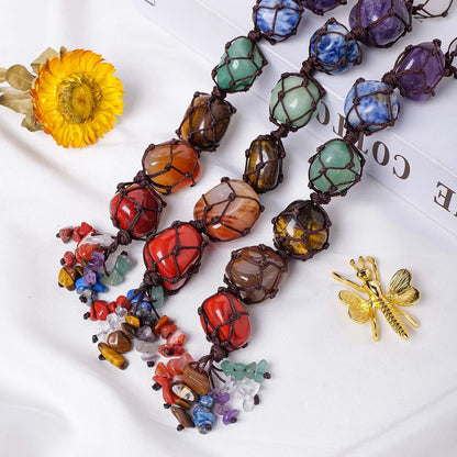 Natural Crystal Chakra Pendant for Car and Healing Decor