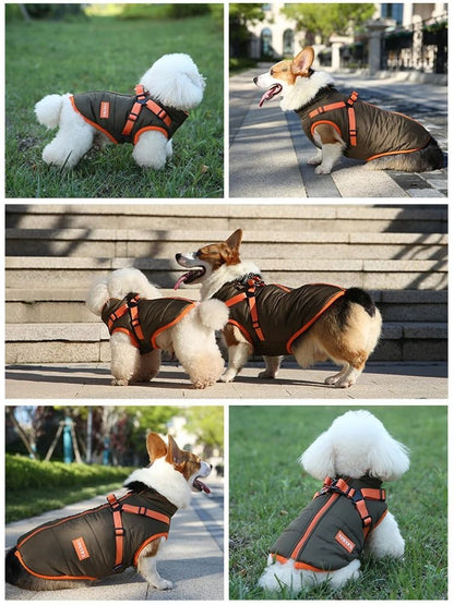 Waterproof Puppy Winter Jacket with Built-in Harness for Small Dogs