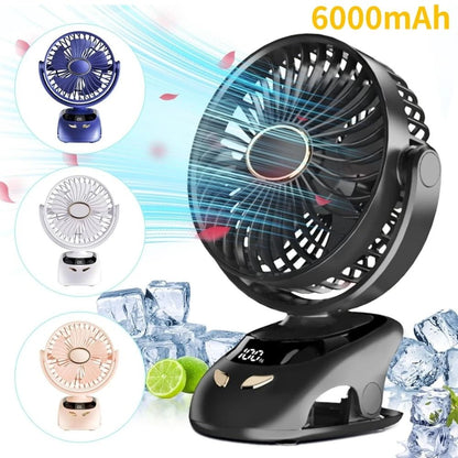 Portable Clip On Desk Fan with Rechargeable Battery for Home and Travel