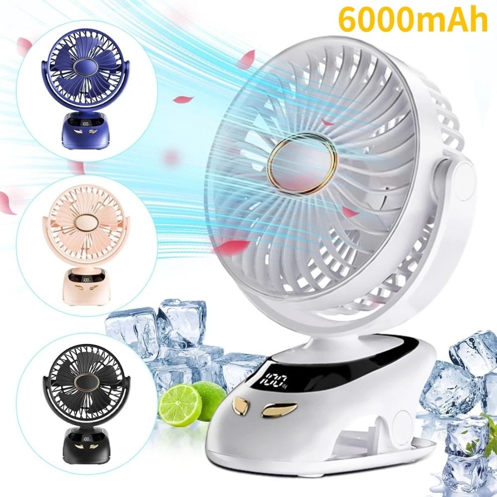 Portable Clip On Desk Fan with Rechargeable Battery for Home and Travel