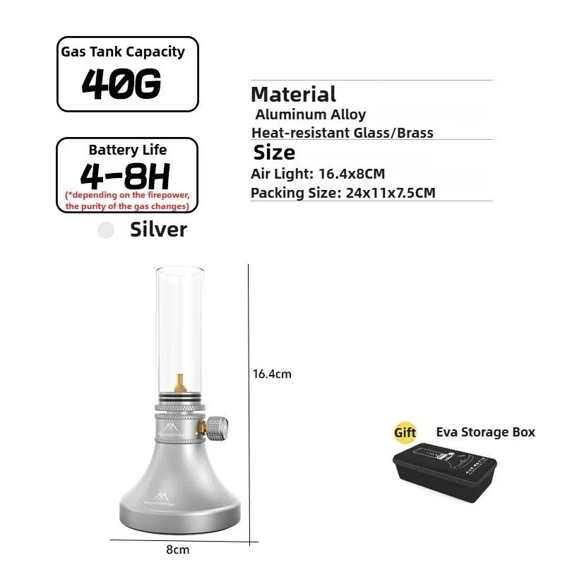 Portable Outdoor Camping Gas Lamp with Refillable Tank and Accessories