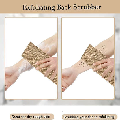 Natural Ramie Jute Exfoliating Bath Towel – Back Scrubber & Shower Strap for Deep Body Cleansing