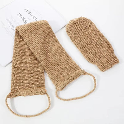 Natural Ramie Jute Exfoliating Bath Towel – Back Scrubber & Shower Strap for Deep Body Cleansing