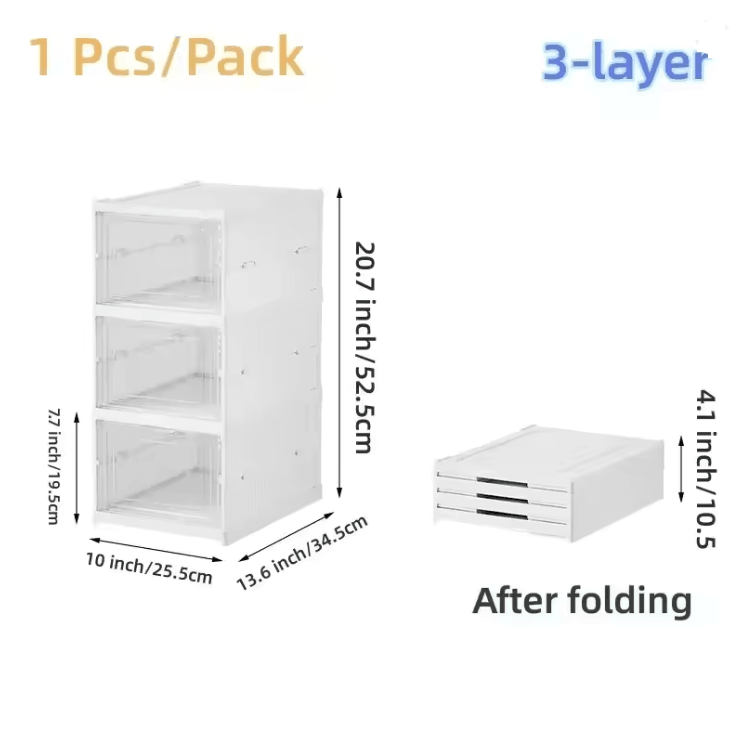 6 Layer Stackable Transparent Shoe Storage Box Organizer