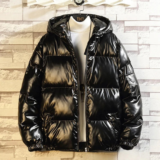 Trendy Men's Cotton Coat, Winter Puffer Jacket, Fleece Lined Plus Size Cold Weather Jacket