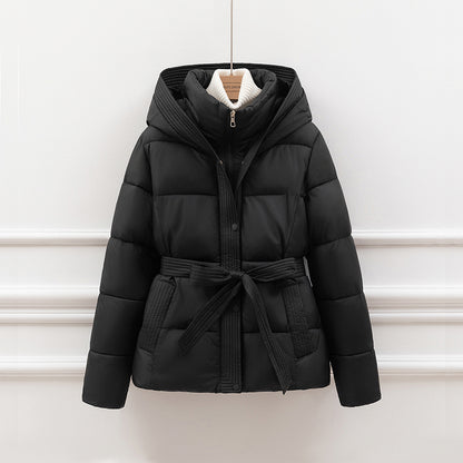 Women's Padded Winter Coat, Slimming Waist Cinching Design, Hooded Cotton Jacket, Trendy Outerwear